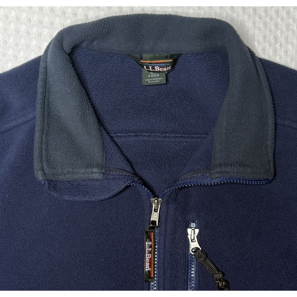 Vintage LL Bean Men's SZ M Thick Blue Full Zip Fleece Jacket Outdoors Pockets - Picture 2 of 7